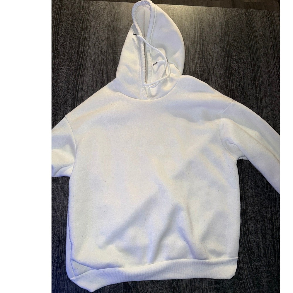 SHEIN Wisdom Star Graphic Hoodie White Black M Streetwear Y2K Style